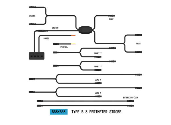StrobeLink™ Harness Type B, 8 Lights (1EA)-BB8KB08