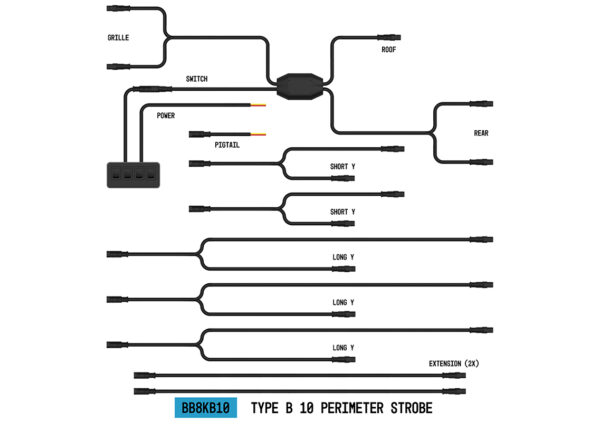 StrobeLink™ Harness Type B, 10 Lights (1EA)-BB8KB10