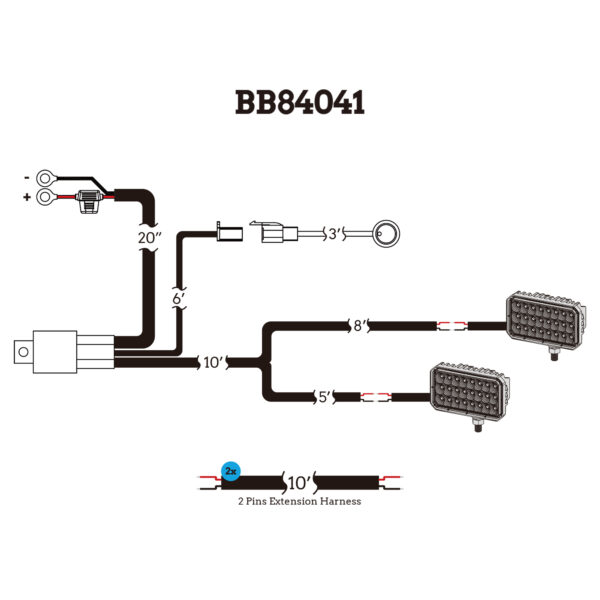 WorkLink™ Universal Single Color Work Light Harness 2 Lamps (1EA) - BB84041