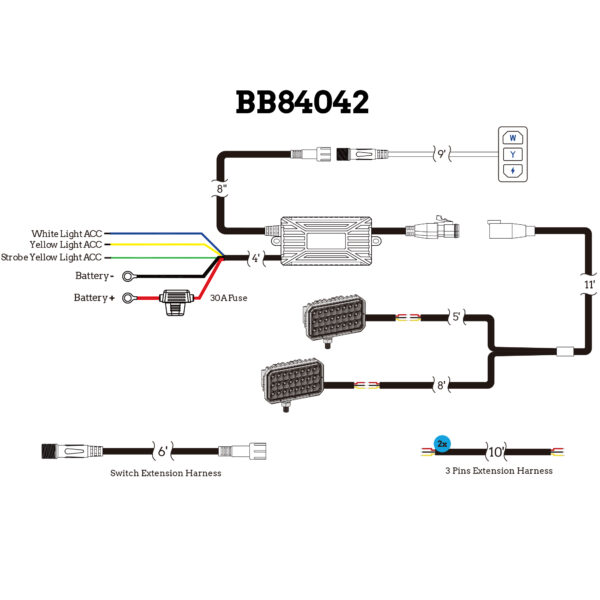 WorkLink™ Universal Dual Color Work Light Harness 2 Lamps (1EA) - BB84042