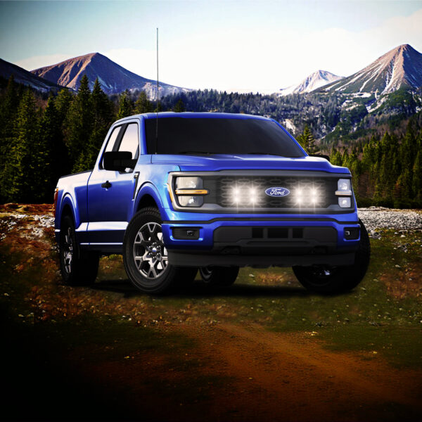 Tiny Monster Grille Kit for Ford F-150 STX, 2024-25 (8 Pods, Harness, Brackets)-41FE8