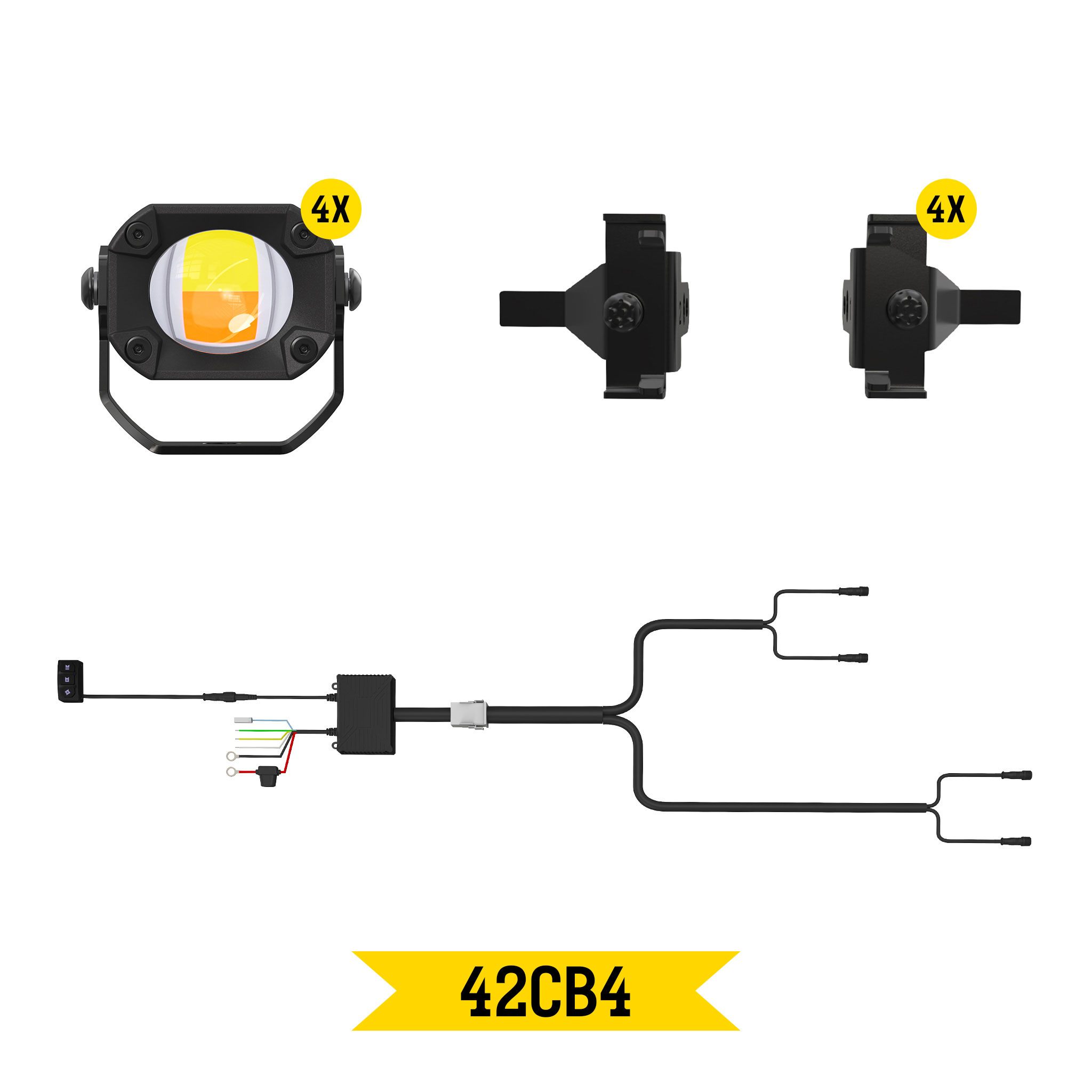 Tiny Monster Grille Kit for Chevrolet Silverado 1500 ZR2/ZR2 Bison, 2022-25 (4 Pods, Harness, Brackets)-42CB4