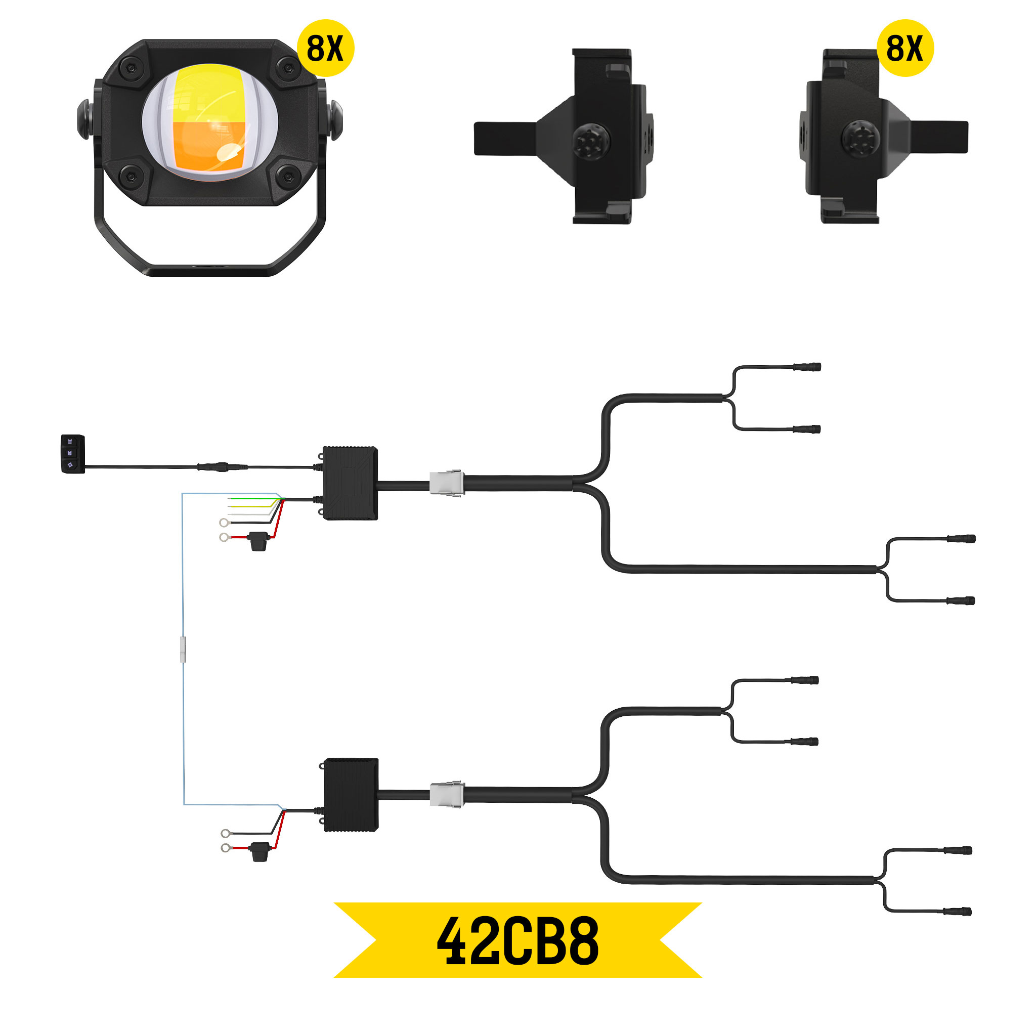 Tiny Monster Grille Kit for Chevrolet Silverado 1500 ZR2/ZR2 Bison, 2022-25 (8 Pods, Harness, Brackets)-42CB8