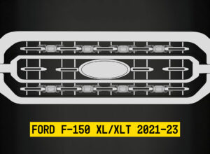 Tiny Monster Grille Kit for Ford F-150 XL/XLT, 2021-23 (8 Pods, Harness, Brackets)-42F18