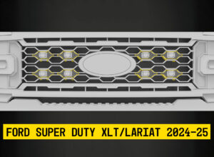 Tiny Monster Grille Kit for Ford Super Duty, 2024-25 (8 Pods, Harness, Brackets)-42FG8