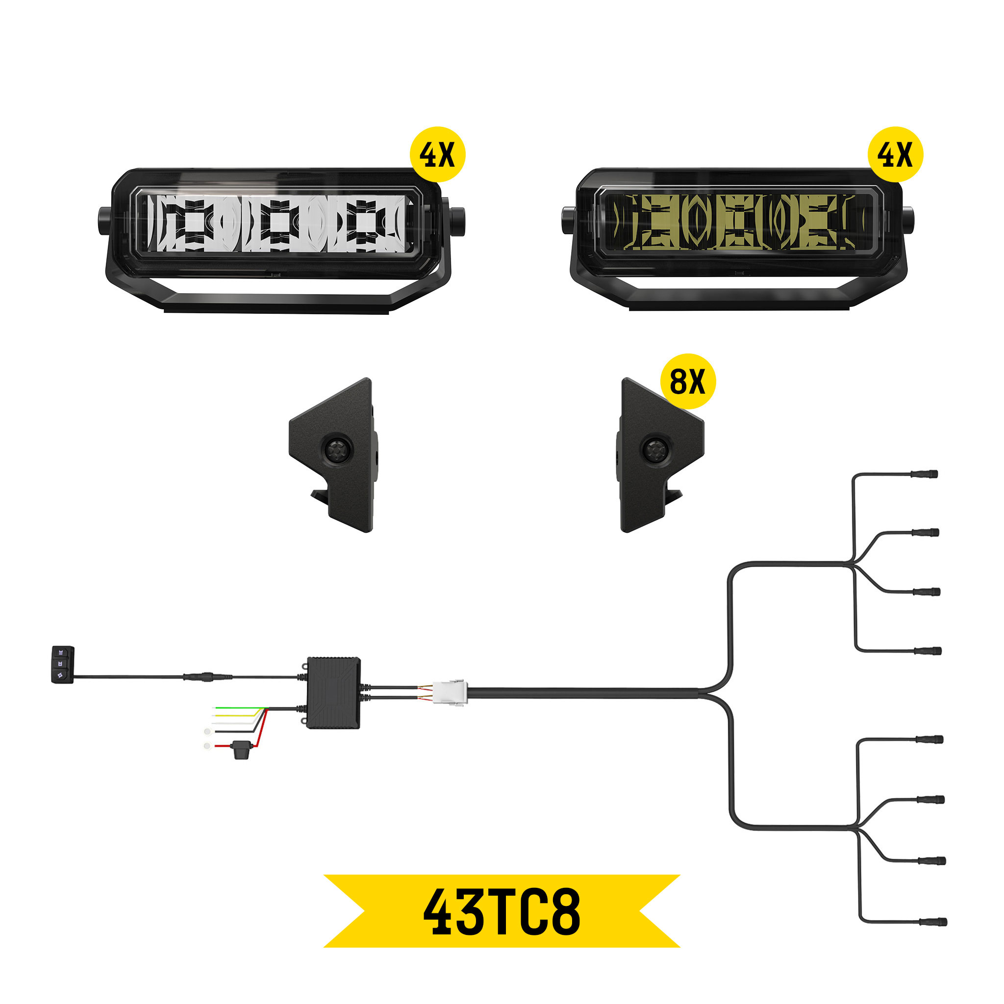 Tiny Monster Grille Kit for Toyota Tacoma TRD Sport, 2020-23 (8 Pods, Harness, Brackets)-43TC8