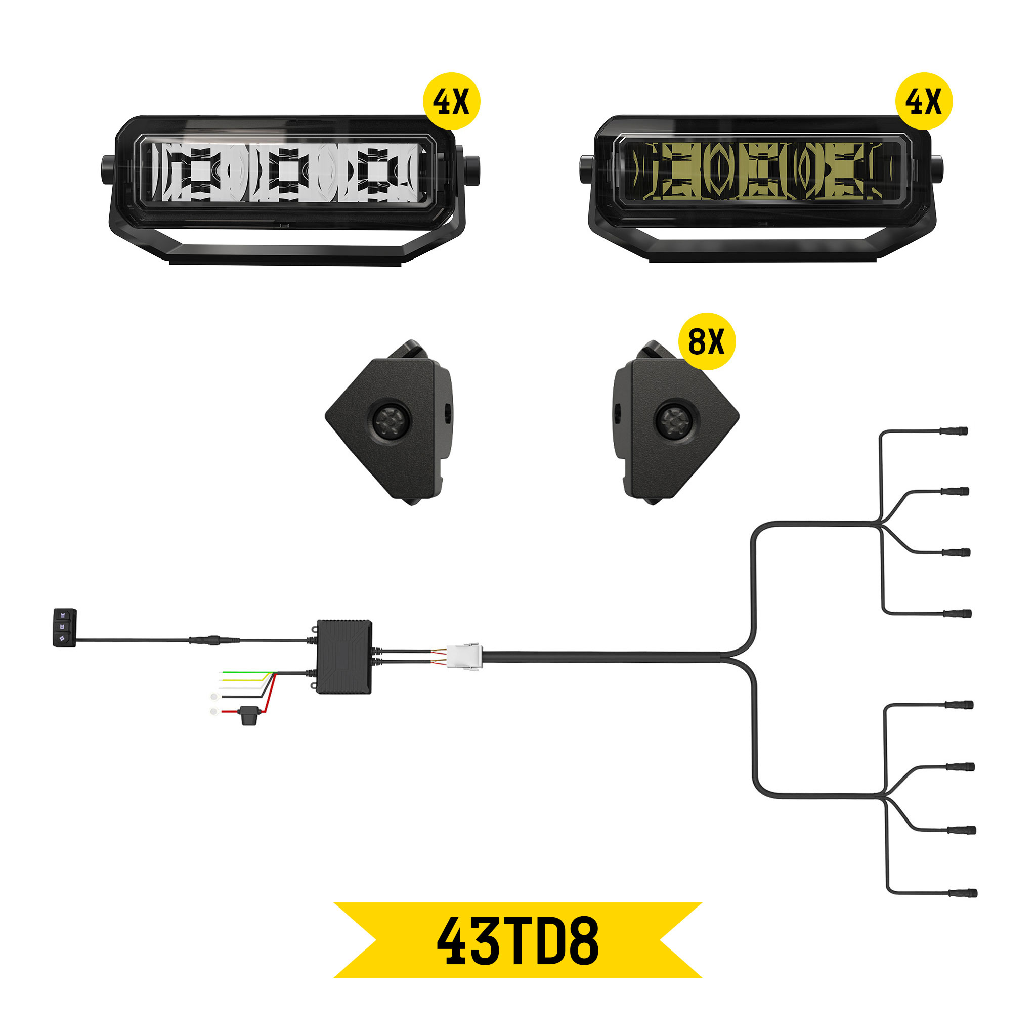 Tiny Monster Grille Kit for Toyota Tacoma TRD Pro/Sport/Offroad, 2025 (8 Pods, Harness, Brackets)-43TD8
