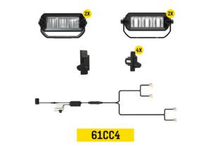 Tiny Monster Grille Kit for Chevrolet Silverado 1500 LT/LTZ/RST, 2022-25 (4 Light Bars, Harness, Brackets)-61CC4