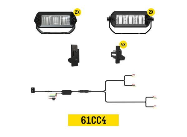 Tiny Monster Grille Kit for Chevrolet Silverado 1500 LT/LTZ/RST, 2022-25 (4 Light Bars, Harness, Brackets)-61CC4