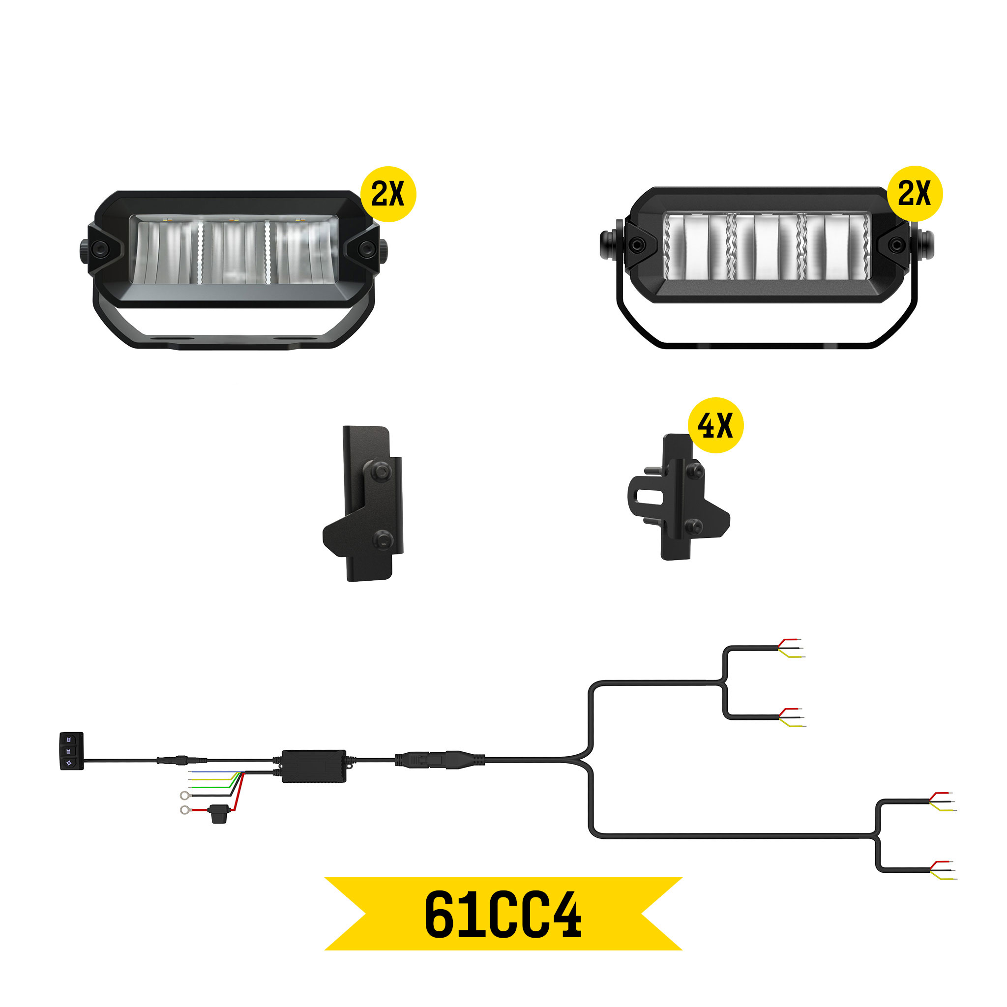 Tiny Monster Grille Kit for Chevrolet Silverado 1500 LT/LTZ/RST, 2022-25 (4 Light Bars, Harness, Brackets)-61CC4