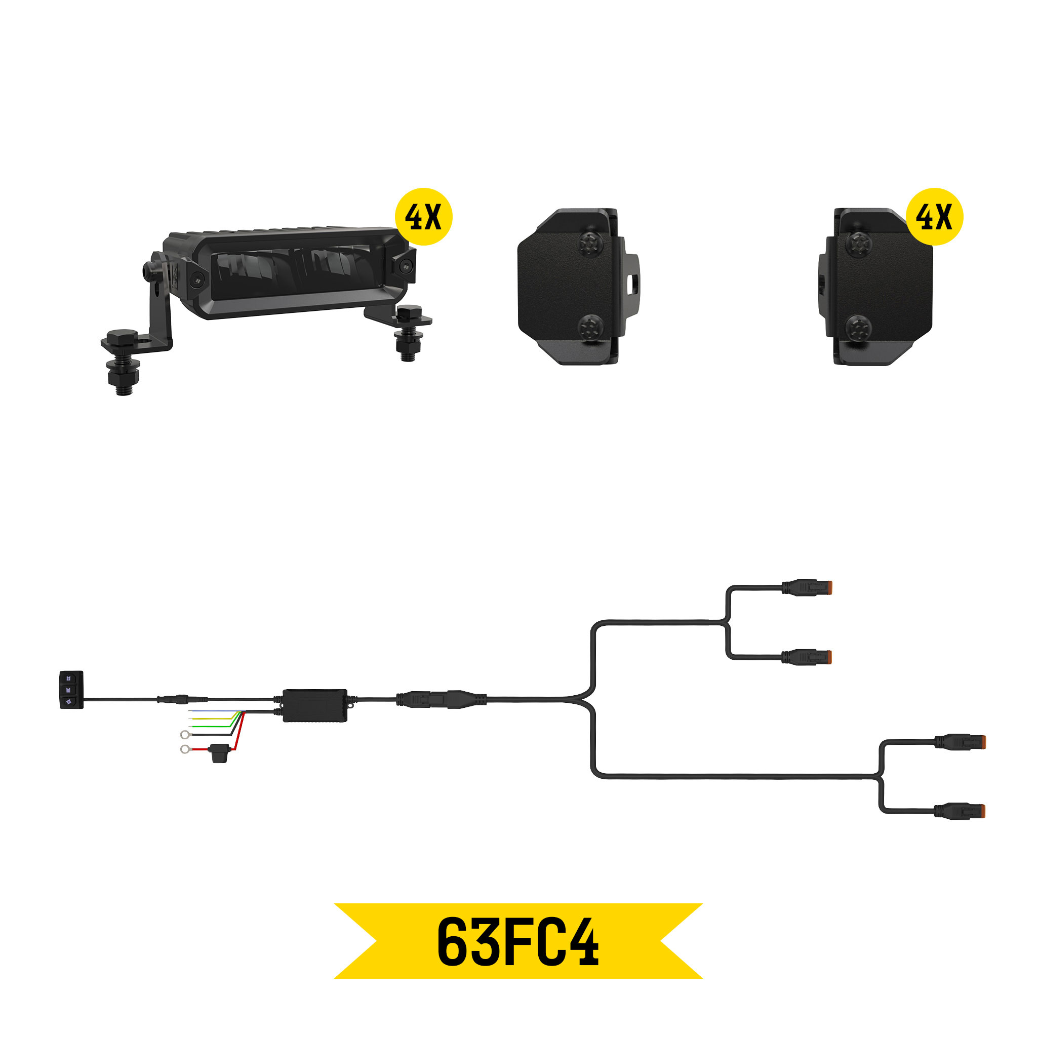 Tiny Monster Grille Kit for Ford F-150 XL, 2024-25 (4 Light Bars, Harness, Brackets)-63FC4