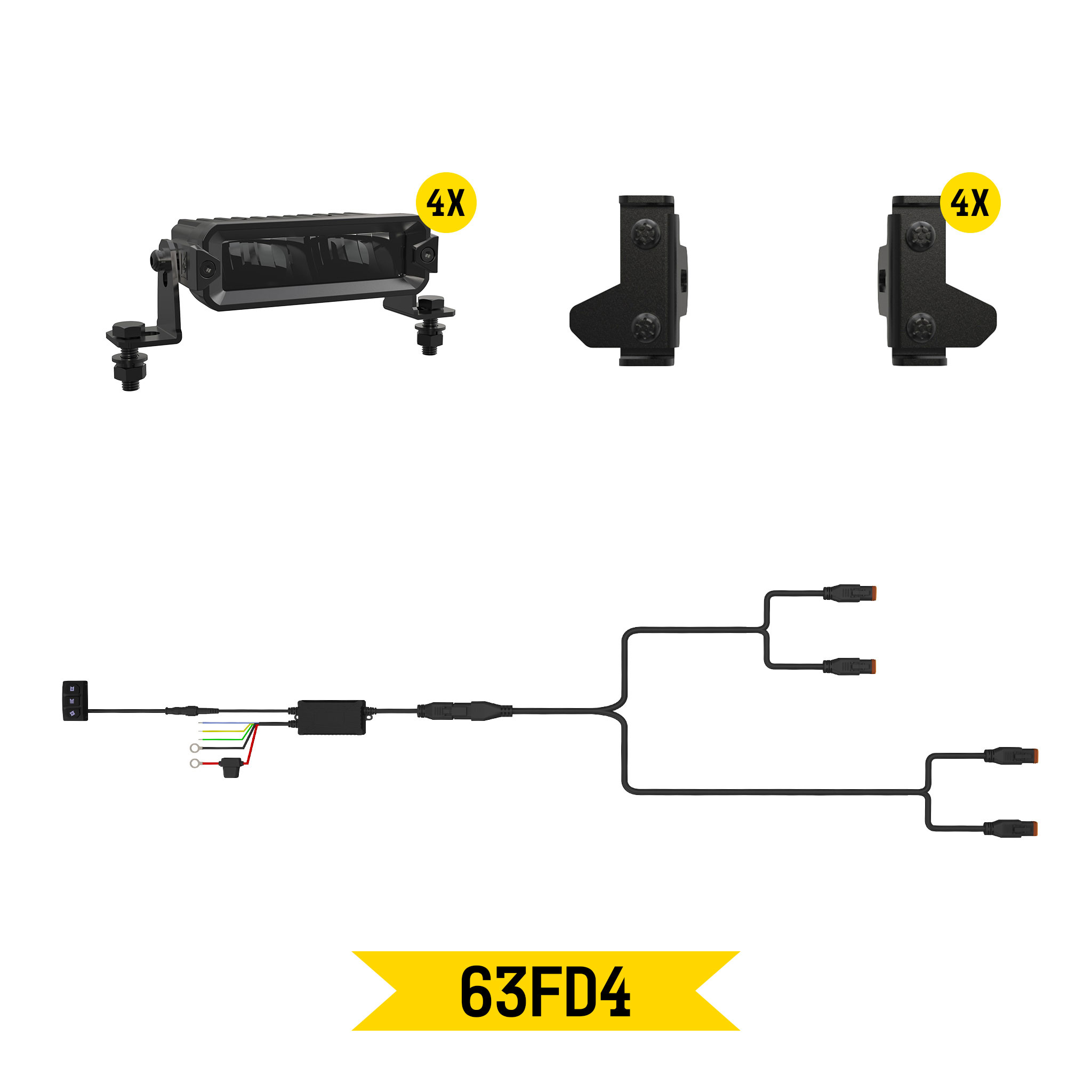 Tiny Monster Grille Kit for Ford F-150 XLT, 2024-25 (4 Light Bars, Harness, Brackets)-63FD4