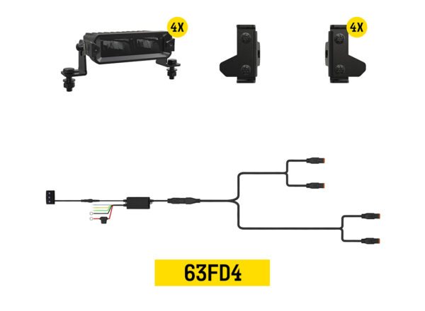 Tiny Monster Grille Kit for Ford F-150 XLT, 2024-25 (4 Light Bars, Harness, Brackets)-63FD4