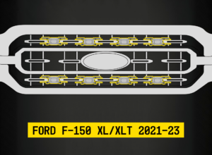 Tiny Monster Grille Kit for Ford F-150 XL/XLT, 2021-23 (8 Pods, Harness, Brackets)-42F18