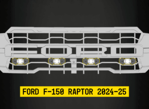 Tiny Monster Grille Bottom Kit for Ford, F-150 Raptor 2024-25 (4 pods, harness, bracket)-42FA4B