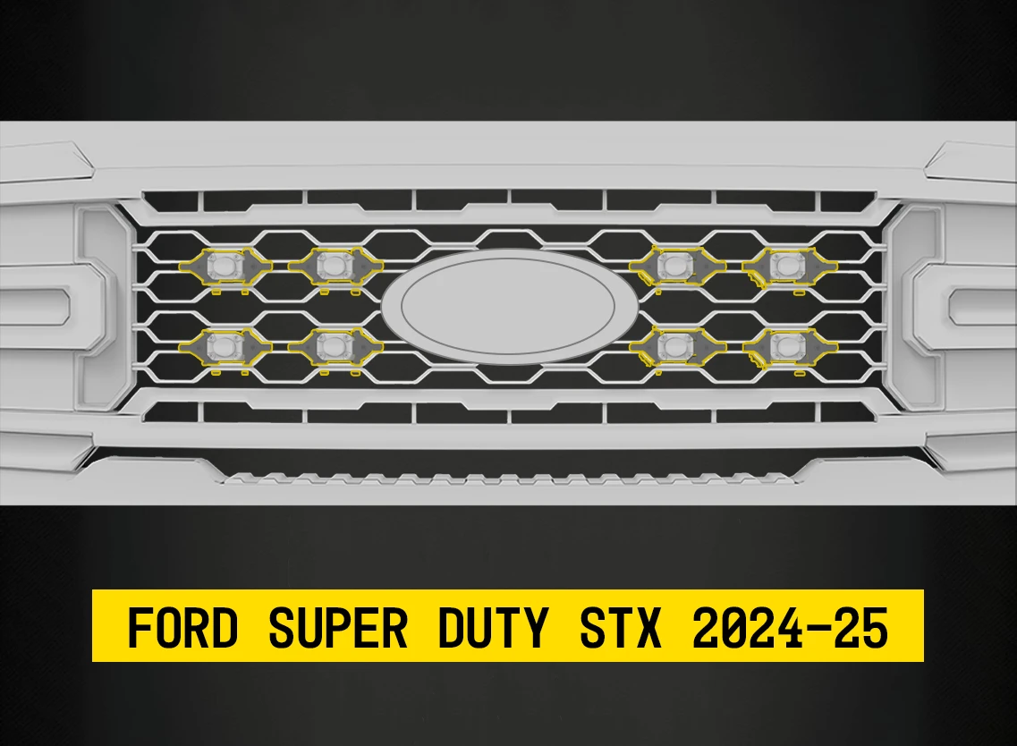 Tiny Monster Grille Kit for Ford Super Duty, 2024-25 (8 Pods, Harness, Brackets)-42FG8