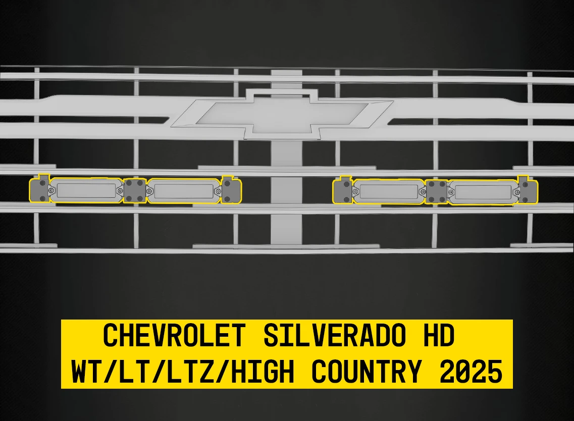 Tiny Monster Grille Kit for Chevrolet Silverado HD WT/LT/LTZ/High Country, 2025 (4 Light Bars, Harness, Brackets)-63CA4