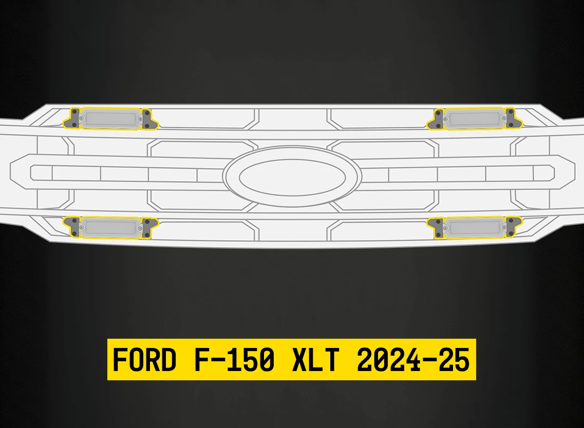 Tiny Monster Grille Kit for Ford F-150 XLT, 2024-25 (4 Light Bars, Harness, Brackets)-63FD4